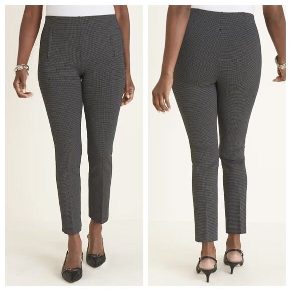 Chico's So Slimming Juliet Textured Dot Ankle Pants Black White Size 8P - Picture 1 of 9